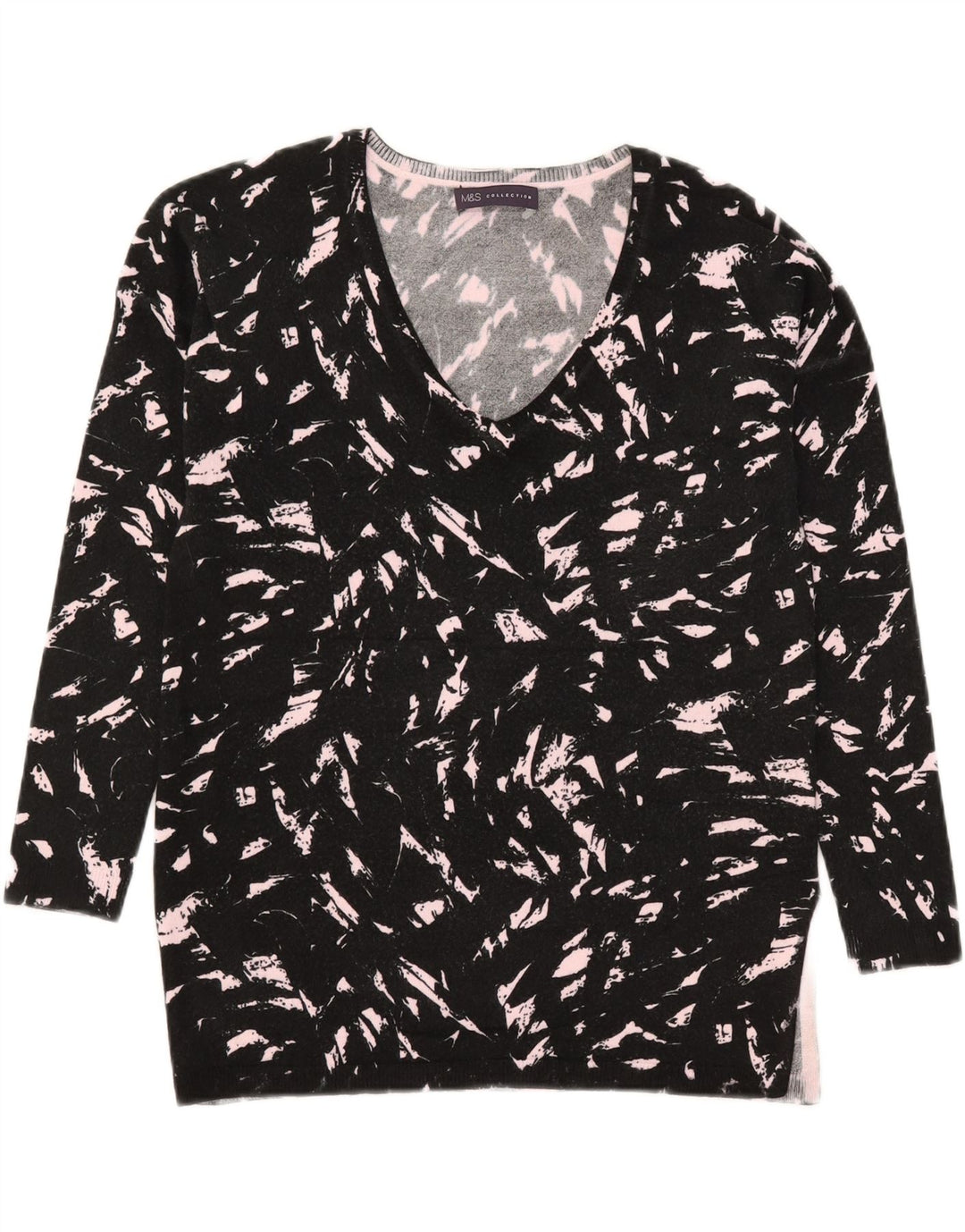 Marks & Spencer Damen-Pullover mit V-Ausschnitt, Gr. 8, Schwarz