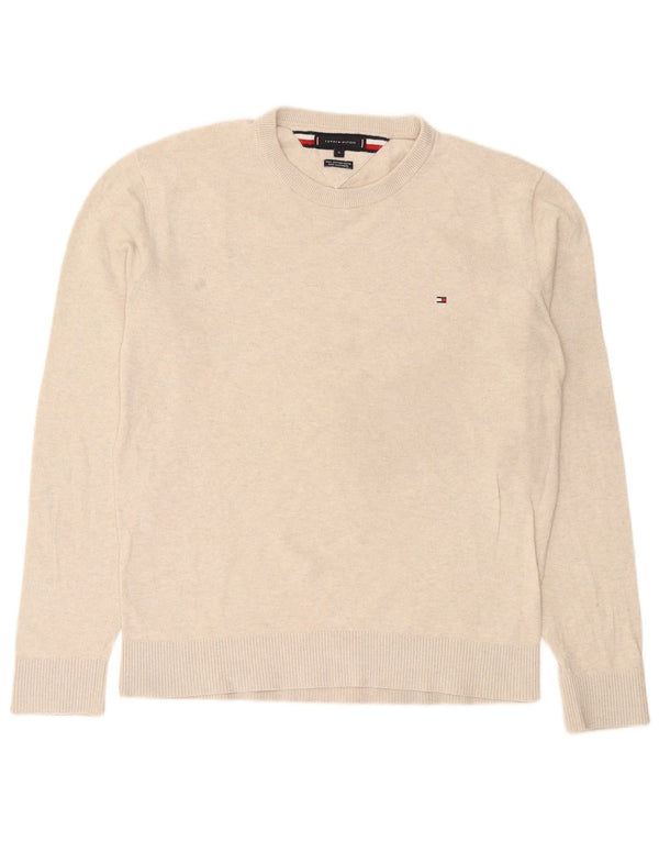 Tommy Hilfiger Herren-Pullover mit Rundhalsausschnitt, XL, beige Baumwolle