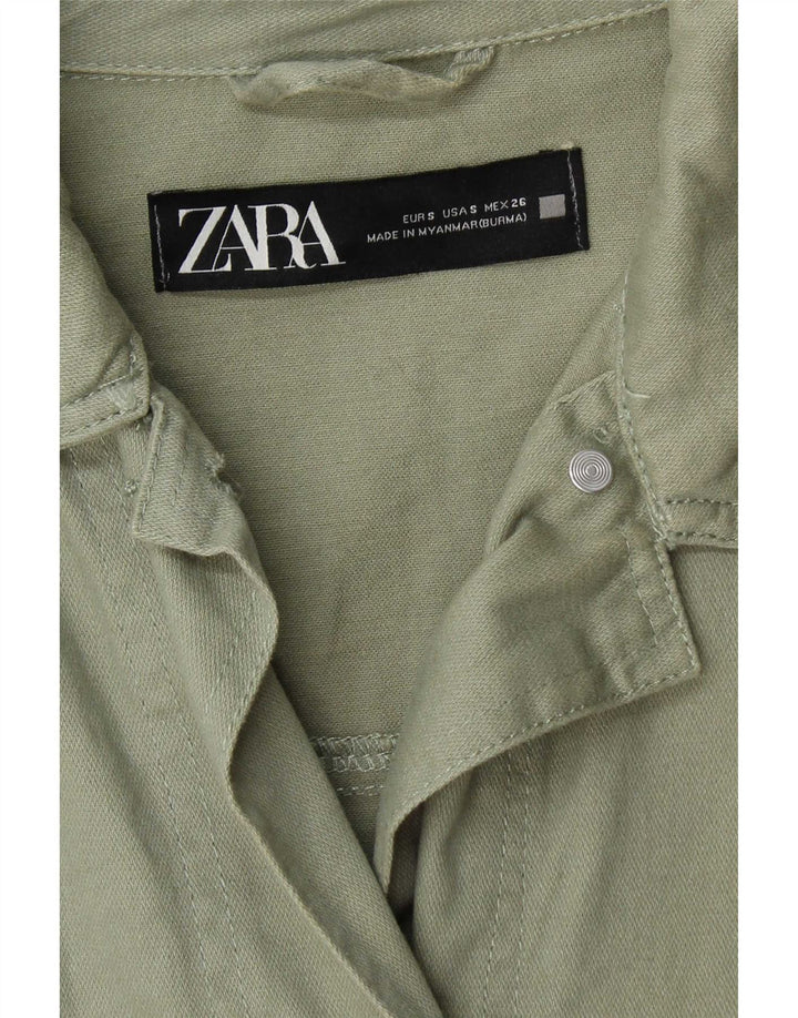 Übergroße Utility-Jacke für Herren von Zara, UK 10, Größe S, grüne Baumwolle