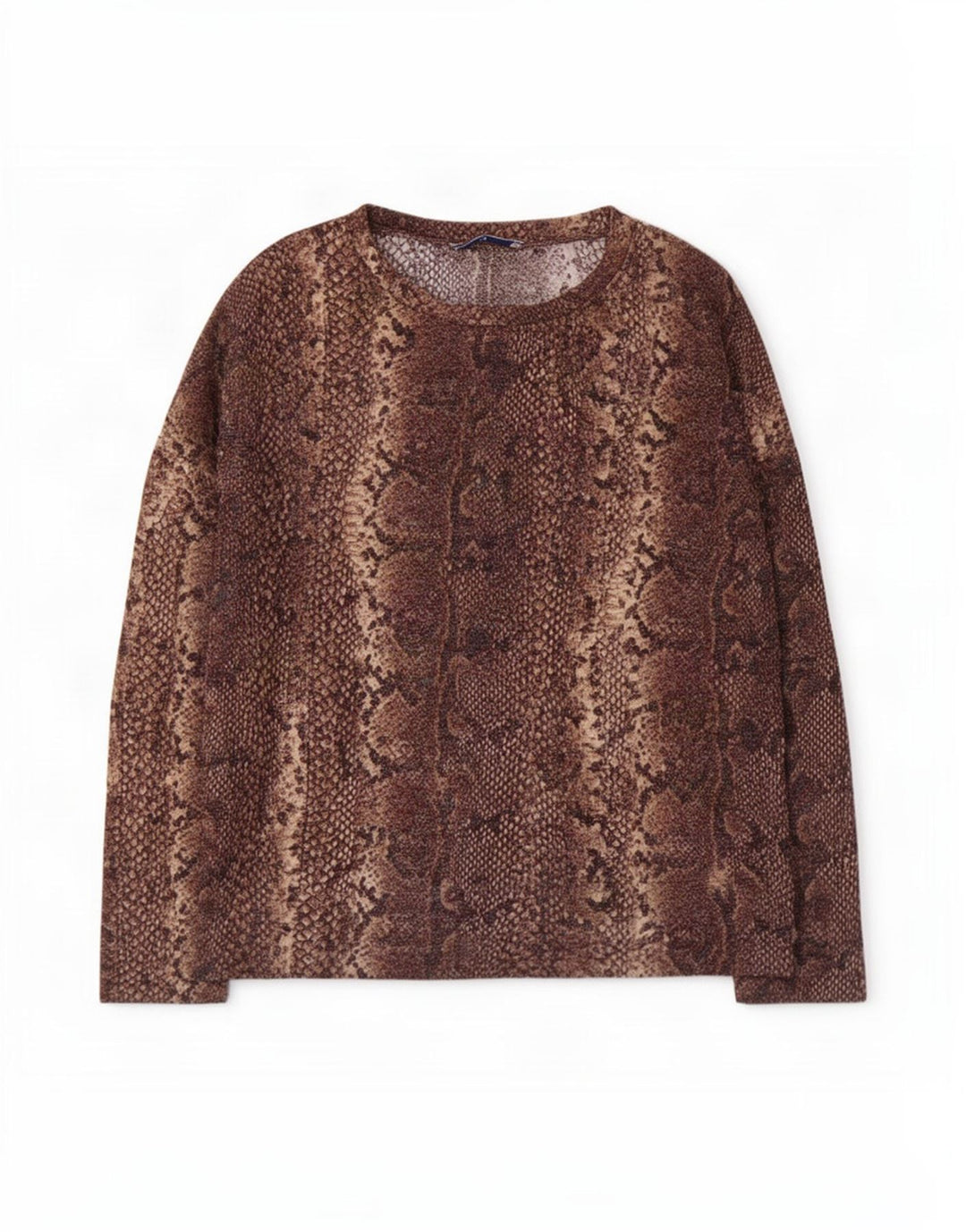 Zara Damen-Top mit 3/4-Ärmeln, UK-Größe 14, Mittelbraun mit Tiermuster