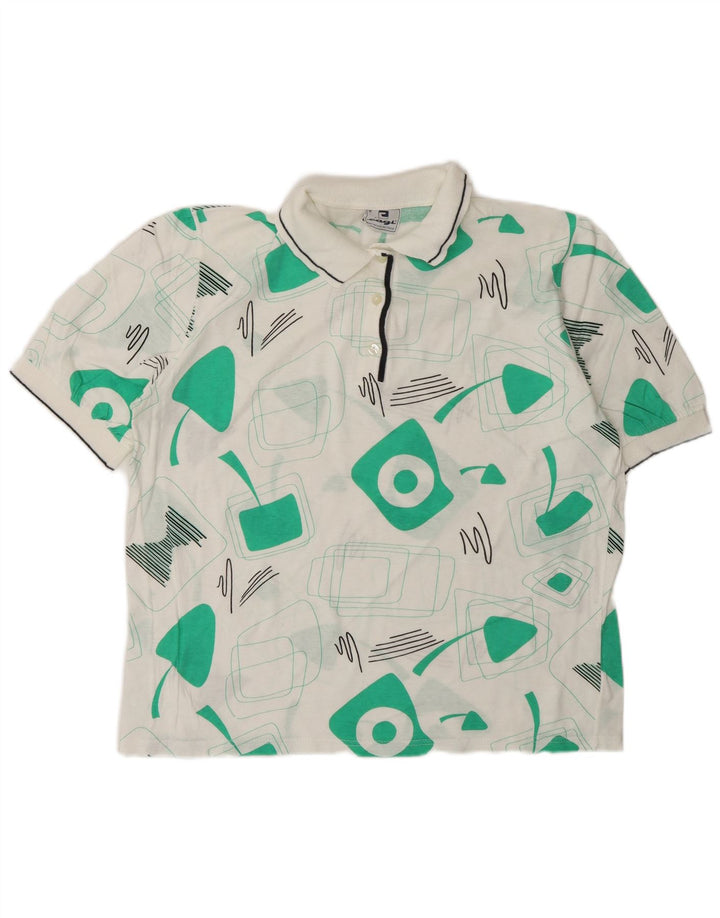 Cagi Damen-Poloshirt in Übergröße, US 4, klein, weiß, geometrisch