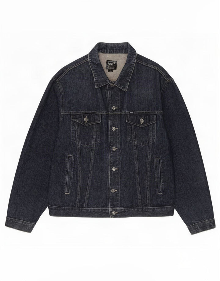 Gas Herren Jeansjacke UK 40 Große marineblaue Baumwolle