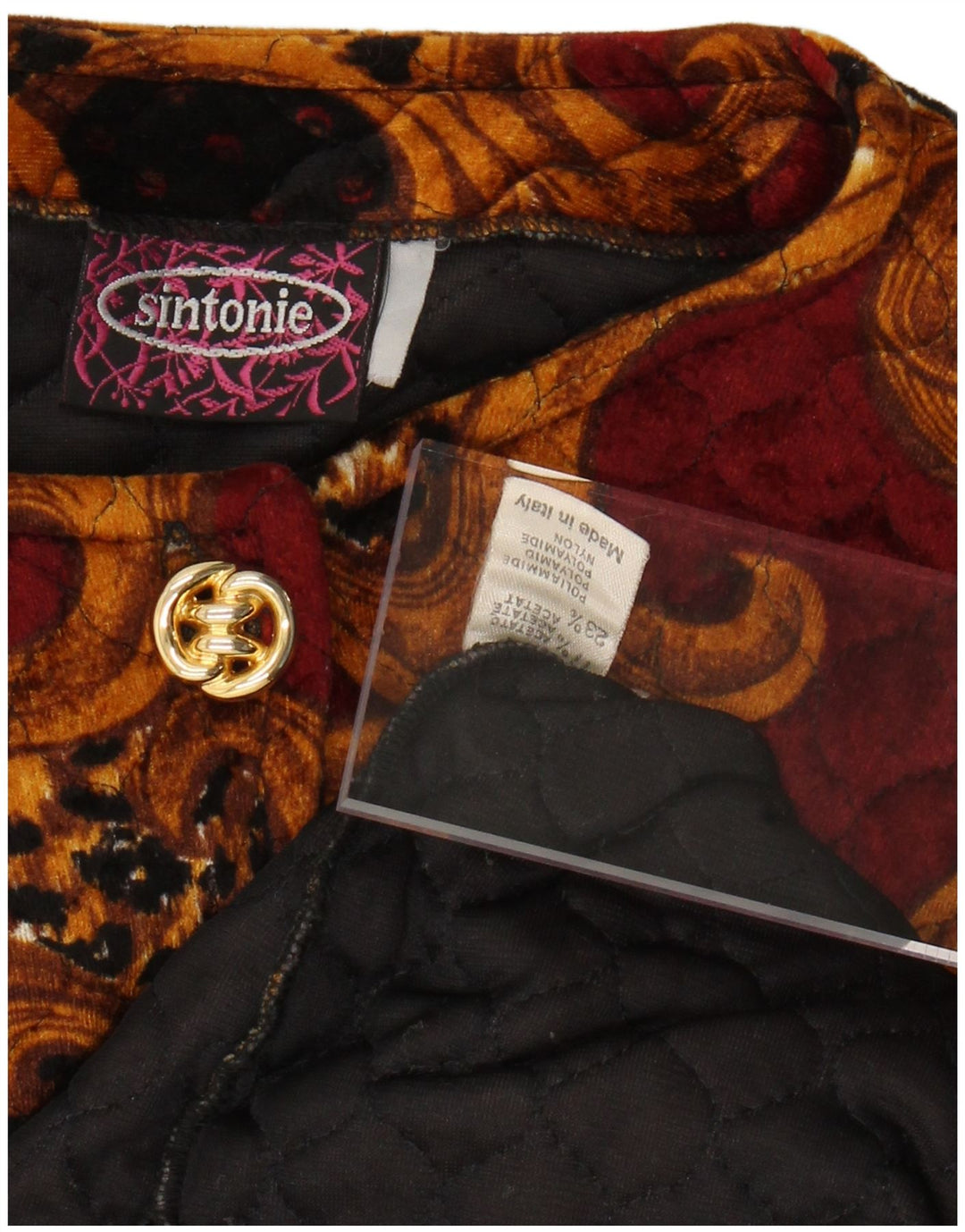 VINTAGE Damen Crop Cardigan Top UK 14 Großes mehrfarbiges Paisley-Acetat