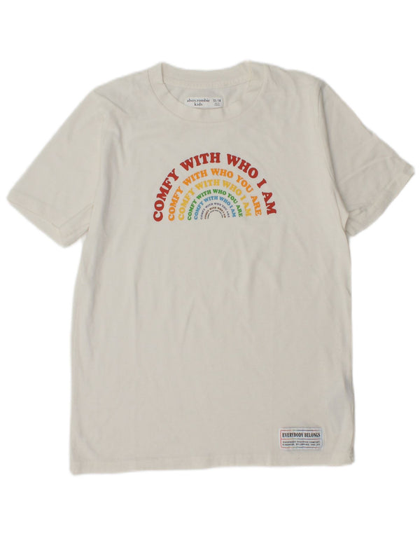 Abercrombie & Fitch Boys Graphic T-Shirt Top 13-14 Years White Cotton