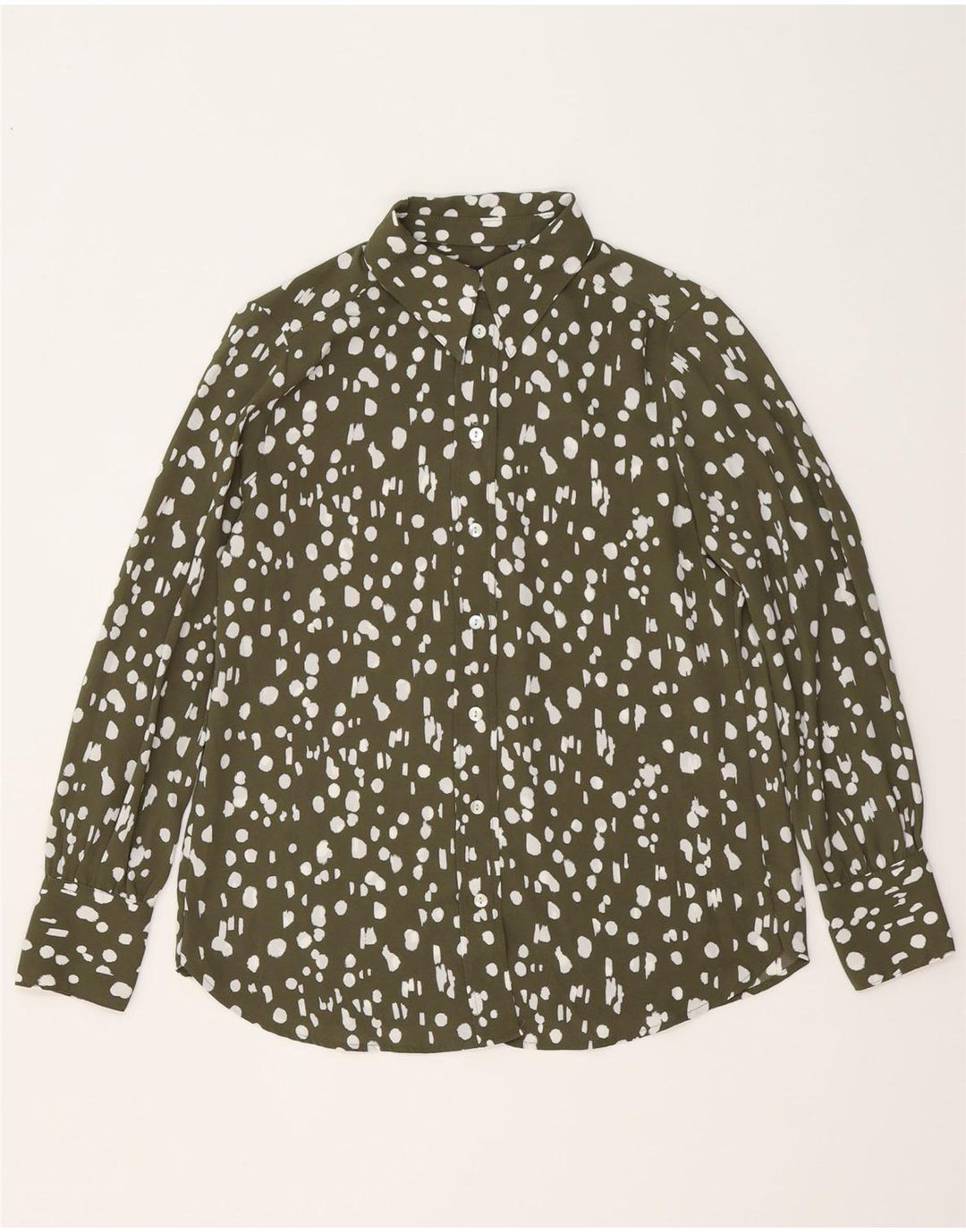 Marks & Spencer Damen-Oversize-Hemd, UK 10, Small, Khaki, geflecktes Polyester