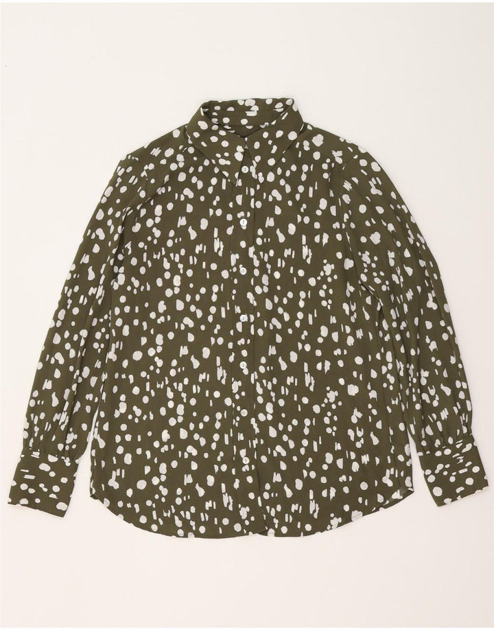 Marks & Spencer Damen-Oversize-Hemd, UK 10, Small, Khaki, geflecktes Polyester