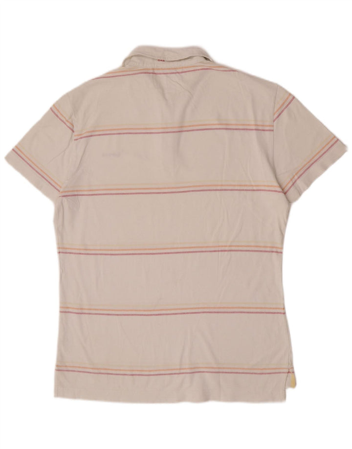 Gas Herren-Poloshirt aus mittelweißer, gestreifter Baumwolle