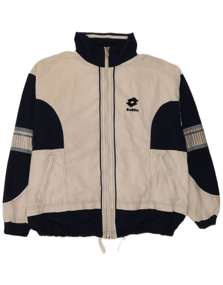 LOTTO Herren-Trainingsanzug-Oberteil, Jacke, 2XL, weißes Colourblock-Polyester