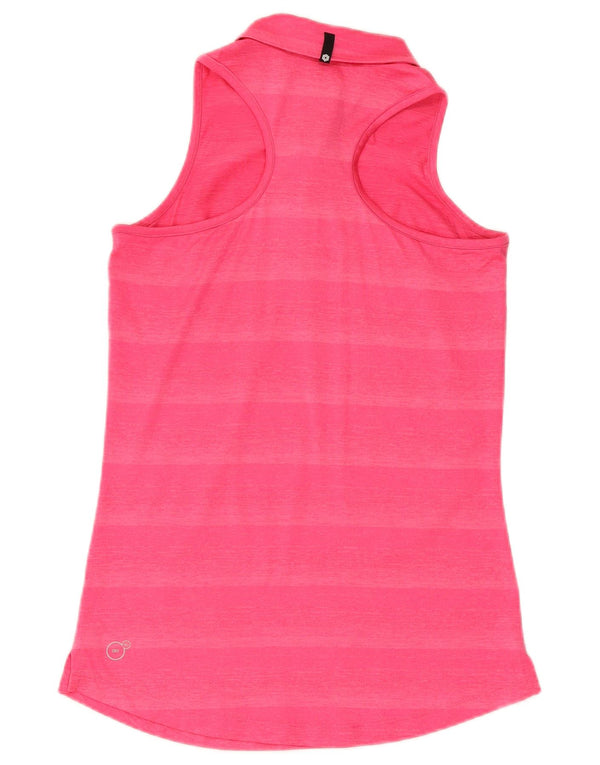Puma Damen ärmelloses Poloshirt UK 8 Small Rosa gestreift