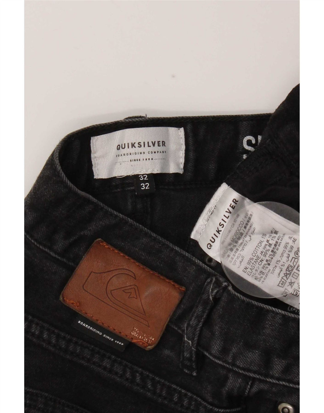 Quiksilver Slim-Jeans für Herren, W32, L32, schwarze Baumwolle