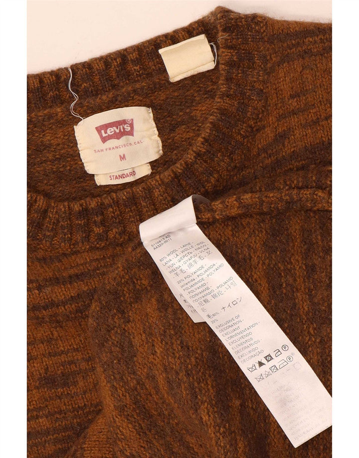 Levi's Damen-Pullover mit Rundhalsausschnitt, UK 12, mittelbraun gefleckte Wolle