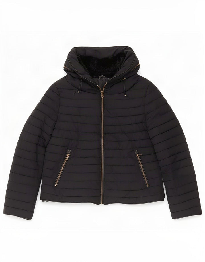 Zara Damen-Jacke mit Kapuze, gepolstert, UK 18, XL, Schwarz, Polyester