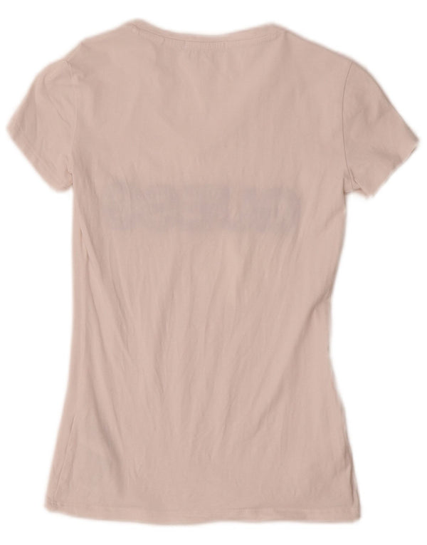 Guess Damen-T-Shirt mit Grafik, UK 4 XS, weiße Baumwolle