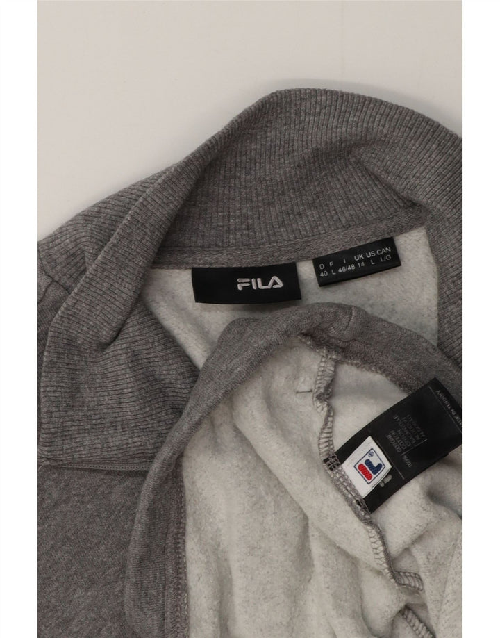 Fila Damen-Trainingsanzug-Top-Jacke, UK 14, große grau gefleckte Baumwolle