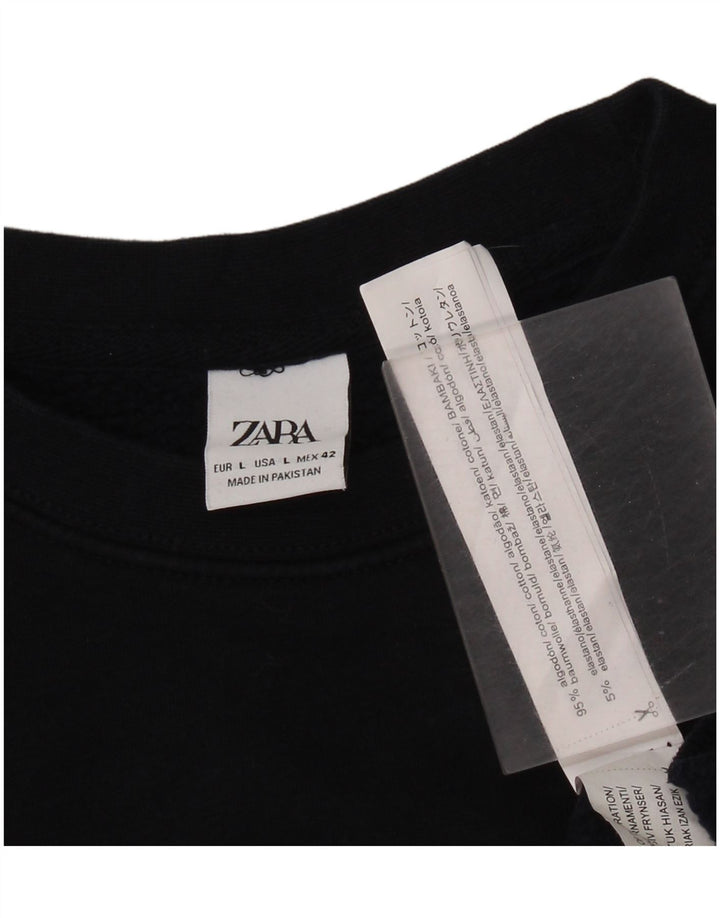 Zara Herren-Sweatshirt mit Grafik, groß, Marineblau, Baumwolle, nautisch