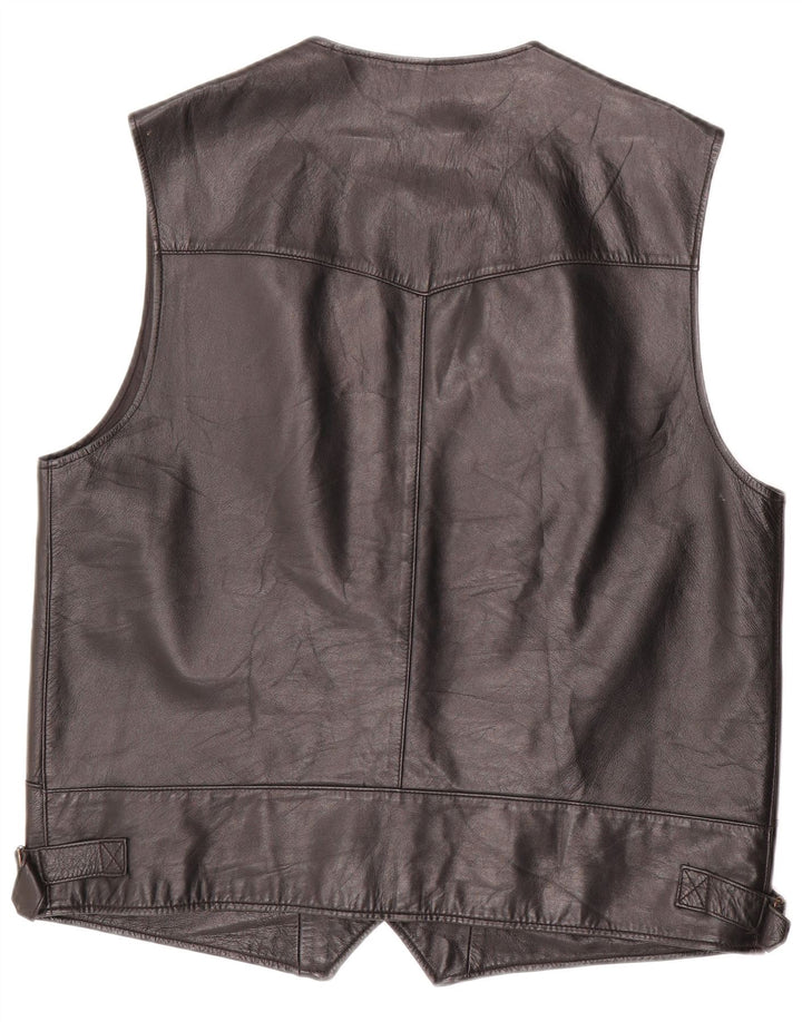 VINTAGE Herren Lederweste UK 40 Großes schwarzes Leder