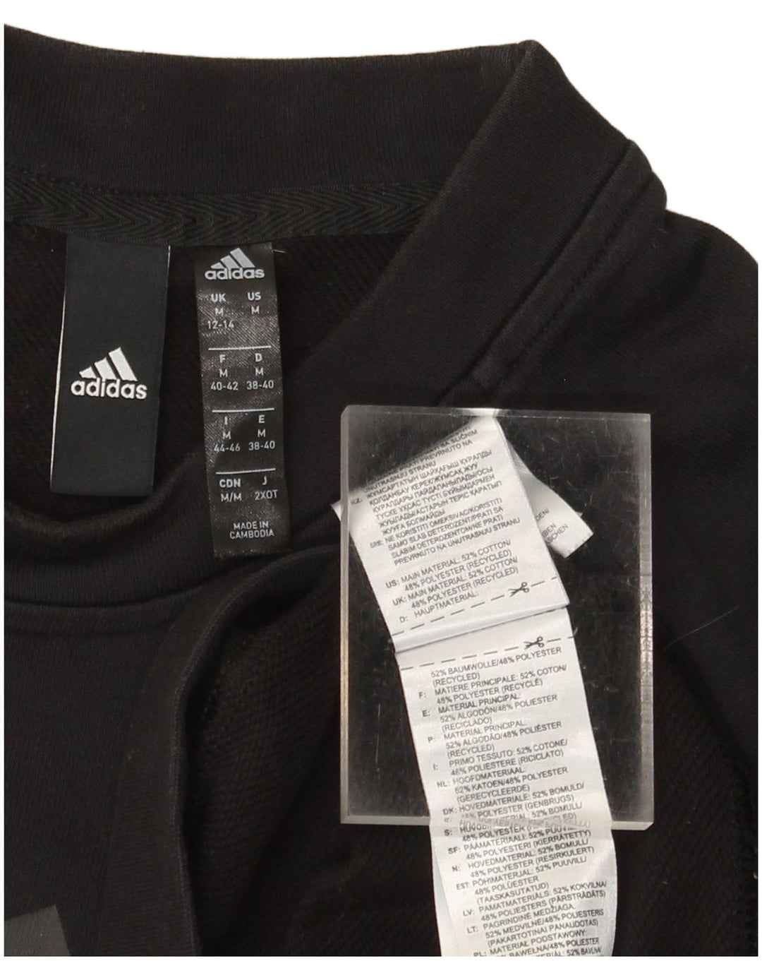 ADIDAS Damen Grafik-Sweatshirt-Pullover UK 12/14 Mittelschwarze Baumwolle