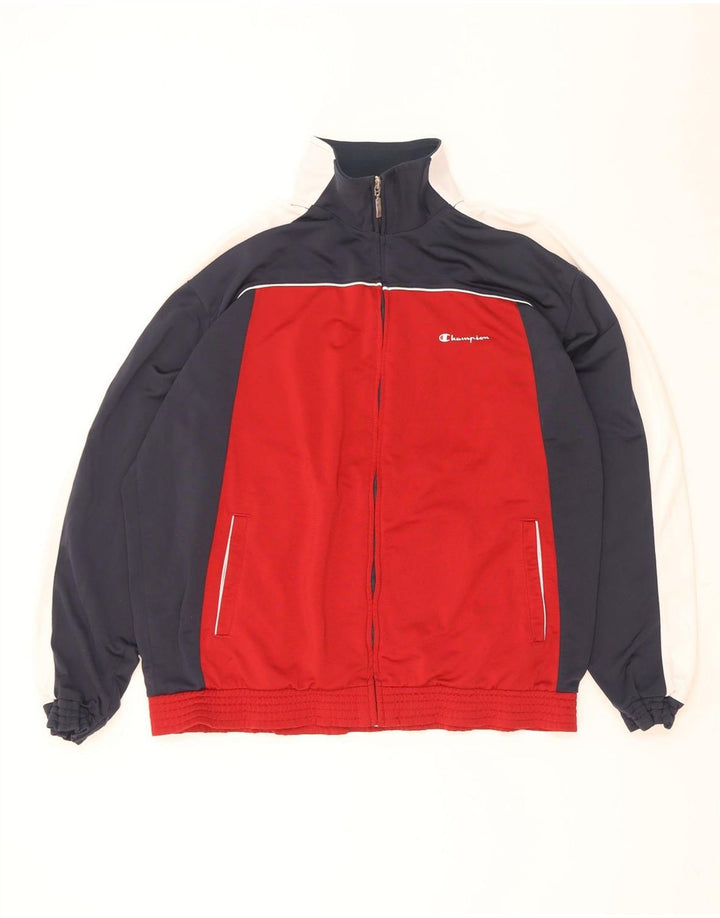 Champion Herren-Trainingsanzugoberteil, XL, rotes Farbblock-Polyester