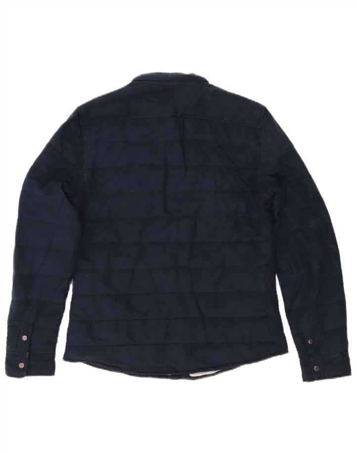 Zara Herren Wattierte Jacke UK 36 Small Marineblau Polyester
