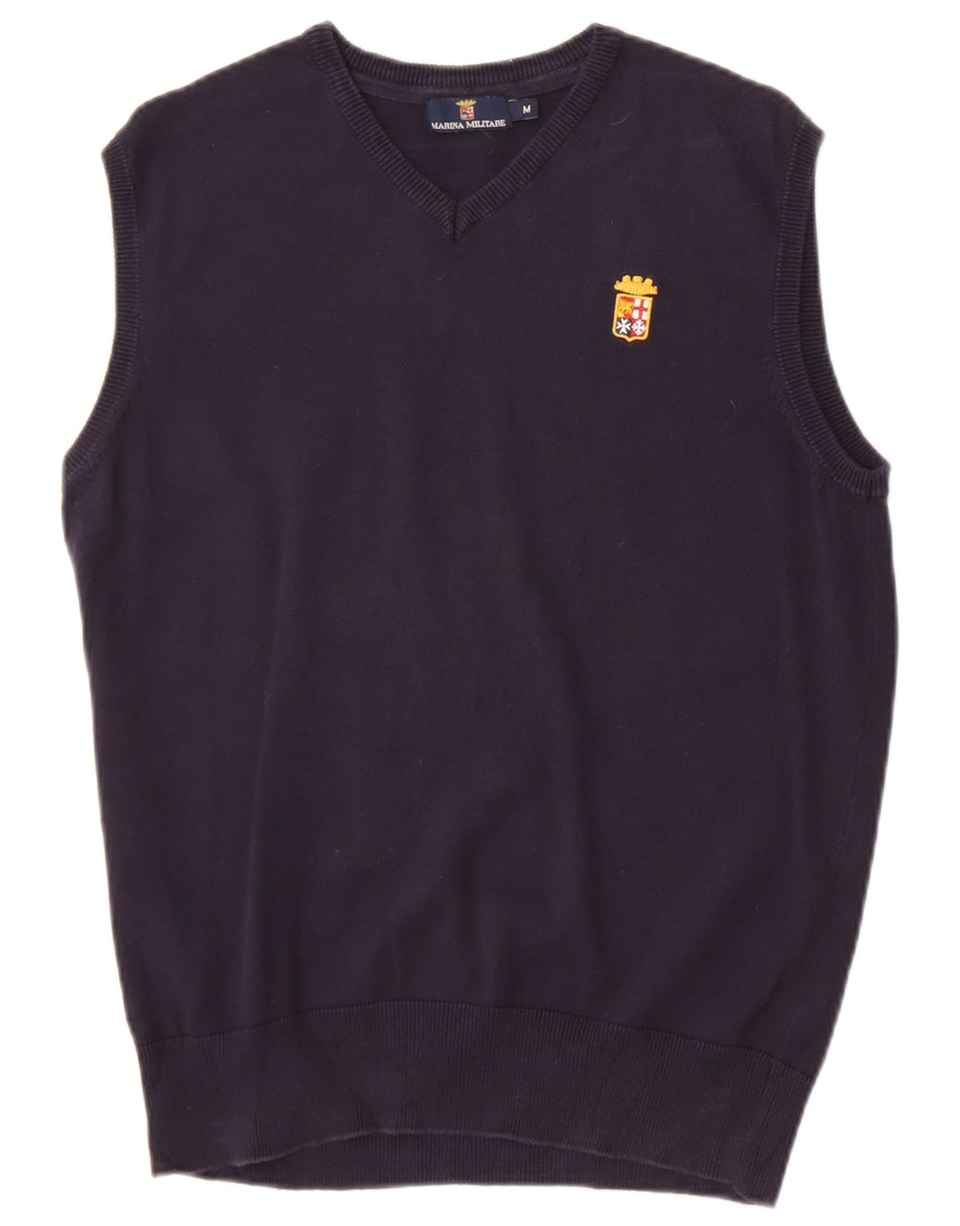 Marina Militare Herren-Weste-Tanktop aus mittelblauer, marineblauer Baumwolle