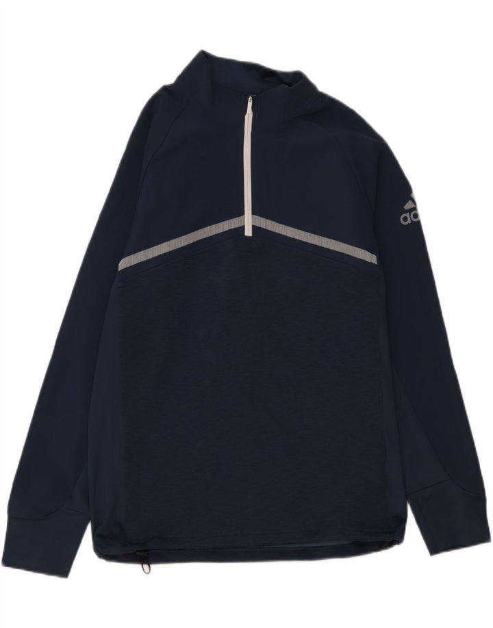ADIDAS Herren-Pullover-Trainingsanzugoberteil mit Reißverschluss, mittelgroß, marineblau gefleckt