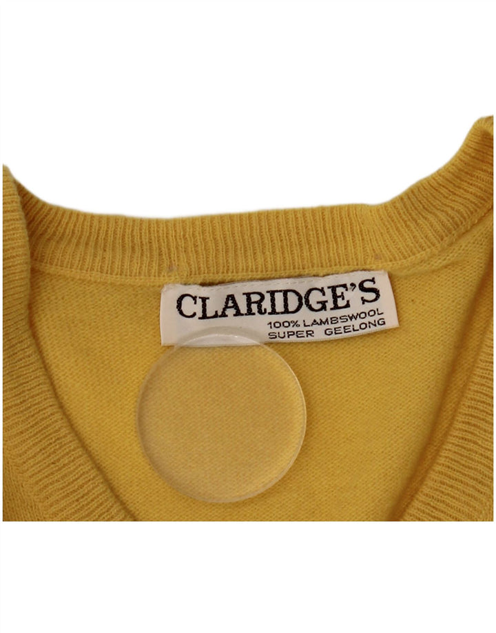 Claridges Herren-Pullover mit V-Ausschnitt, groß, gelbe Lammwolle