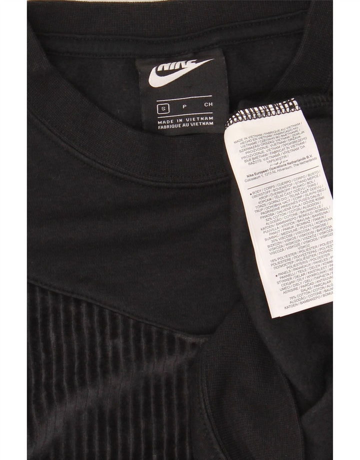 Nike Damen Crop Oversized Sweatshirt Pullover UK 10 Small Schwarz Baumwolle