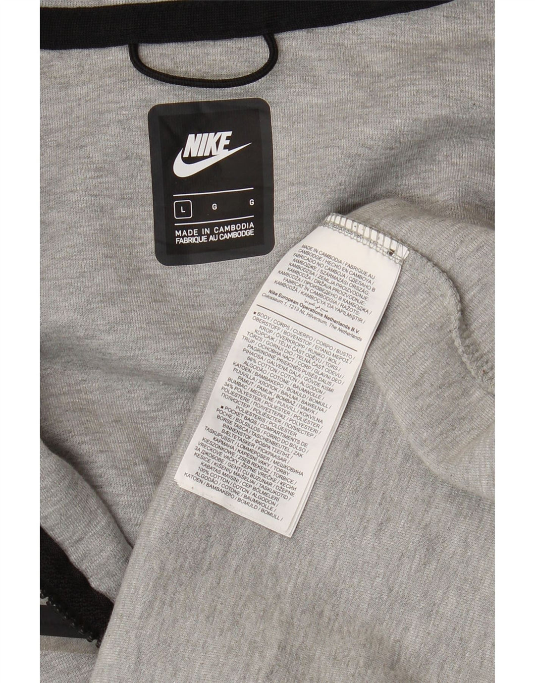 NIKE Herren-Kapuzenpullover mit Reißverschluss, groß, graue Baumwolle