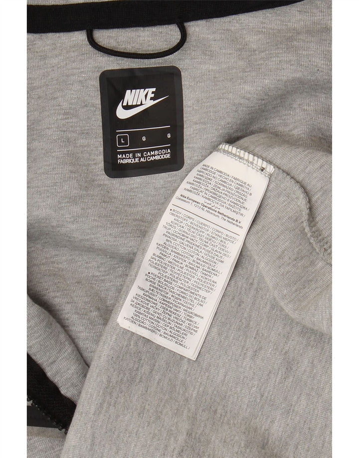 NIKE Herren-Kapuzenpullover mit Reißverschluss, groß, graue Baumwolle