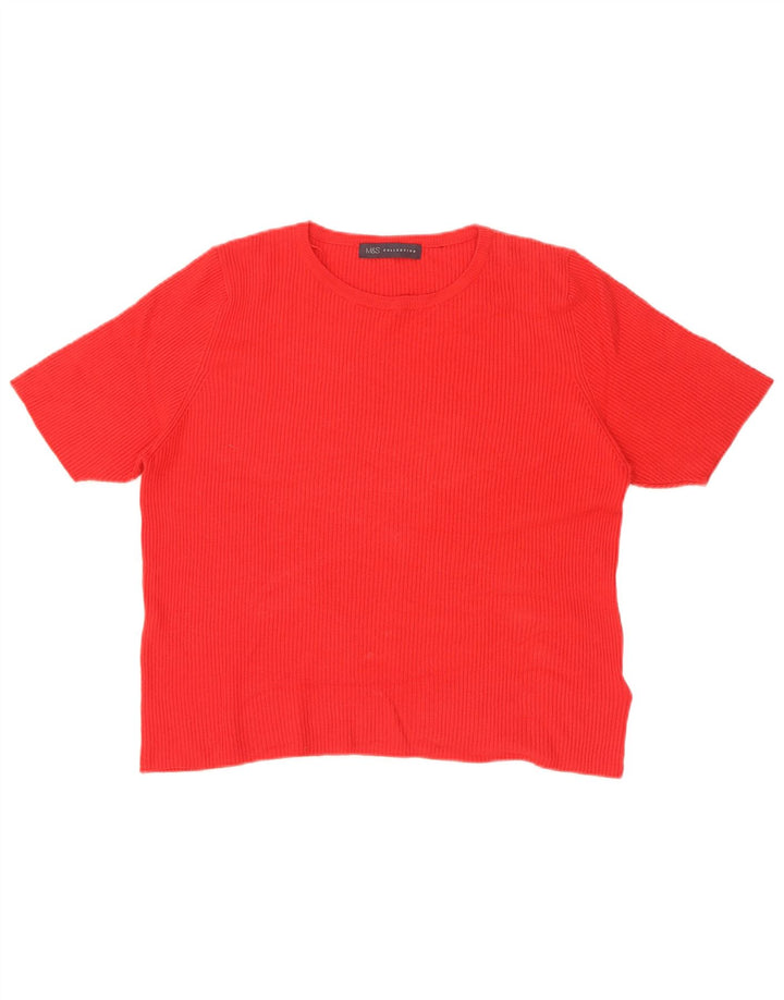 Marks & Spencer Damen T-Shirt Top UK 18 XL Rote Viskose