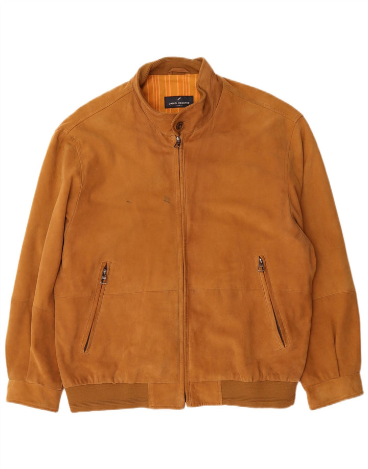 Daniel Hechter Herren Wildleder Bomberjacke UK 40 Großes braunes Leder