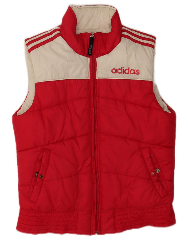 Adidas Damen Graphic Reversible Wattierte Weste UK 10 Small Rot Farbblock