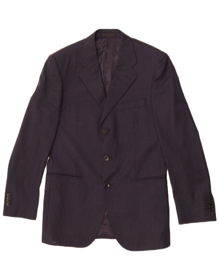 Boggi Herren-Blazer mit 3 Knöpfen, IT 46, kleine marineblaue Nadelstreifenwolle