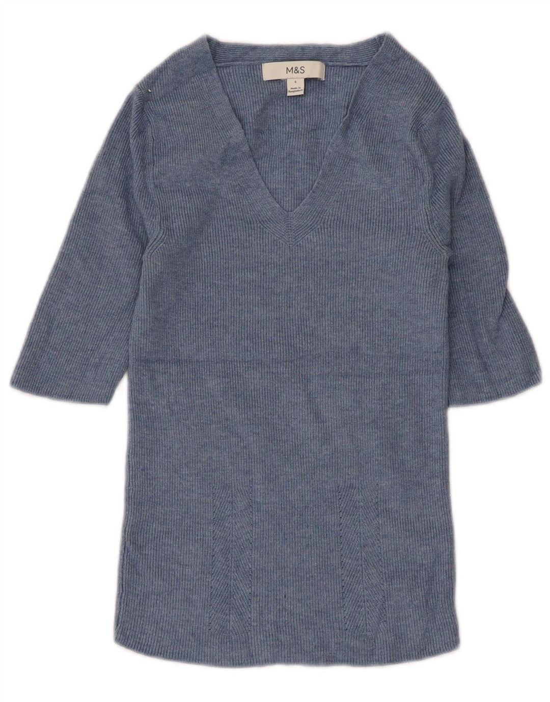 Marks & Spencer Damen Bluse Top UK 8 Small Blaue Viskose