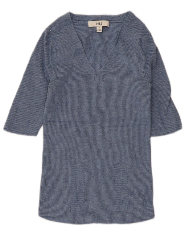 Marks & Spencer Damen Bluse Top UK 8 Small Blaue Viskose