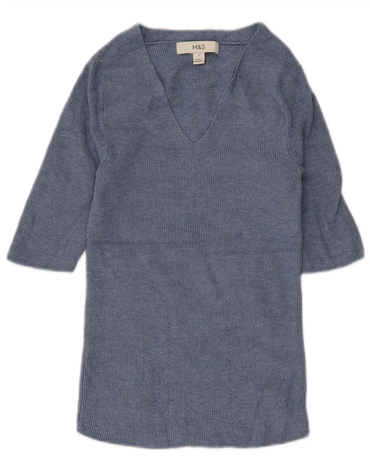 Marks & Spencer Damen Bluse Top UK 8 Small Blaue Viskose