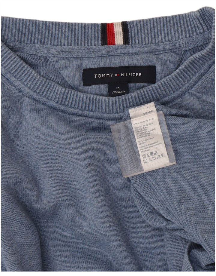 Tommy Hilfiger Herren-Pullover mit Rundhalsausschnitt, mittelblaue Baumwolle