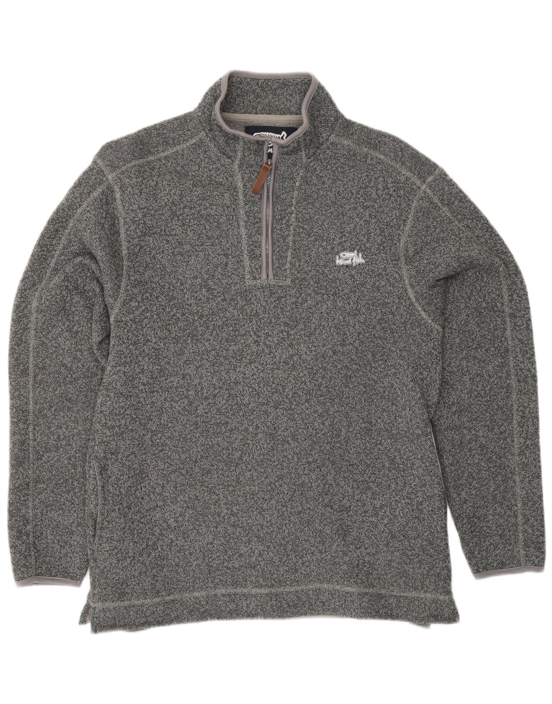 WEIRD FISH Herren-Sweatshirt mit Reißverschluss am Hals, mittelgraues Polyester