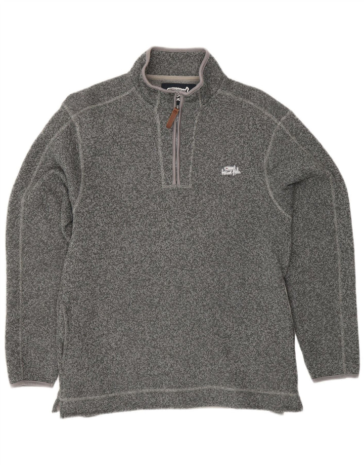 WEIRD FISH Herren-Sweatshirt mit Reißverschluss am Hals, mittelgraues Polyester