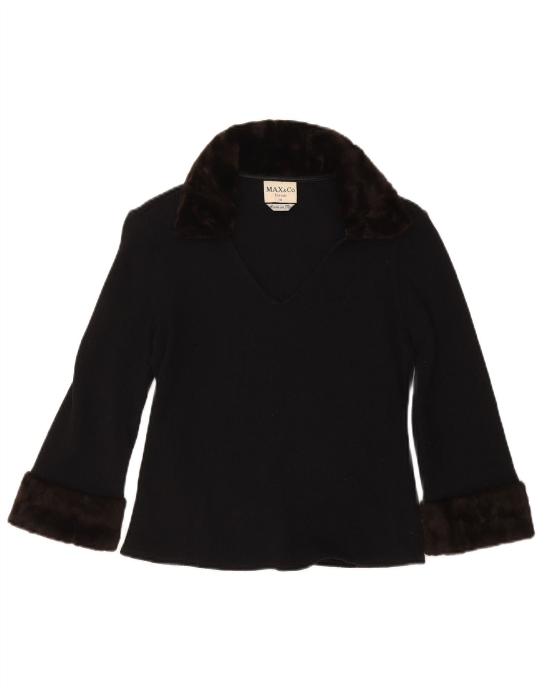 Max & Co. Damen-Pullover mit 3/4-Ärmeln und Polokragen, Gr. 12, mittleres Marineblau