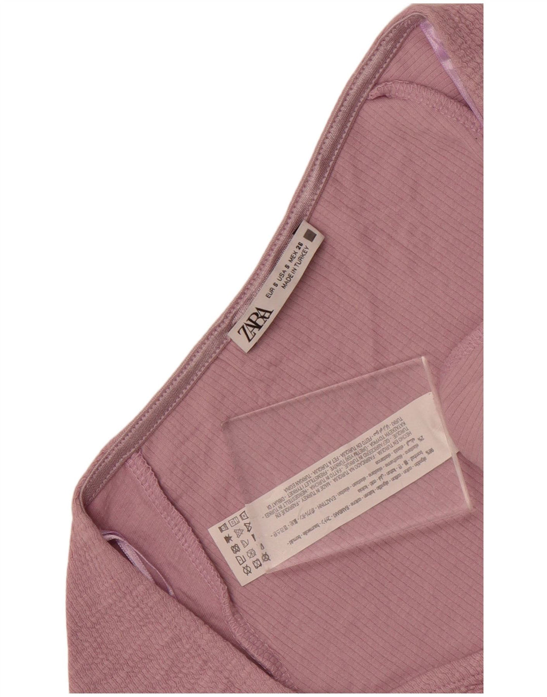 Zara Damen Crop Bluse Top UK 8 Small Lila Baumwolle