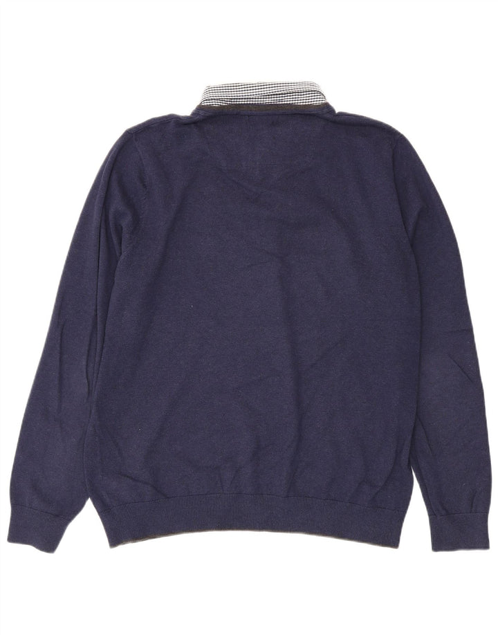 MARKS & SPENCER Herren-Pullover mit V-Ausschnitt, groß, marineblau kariert