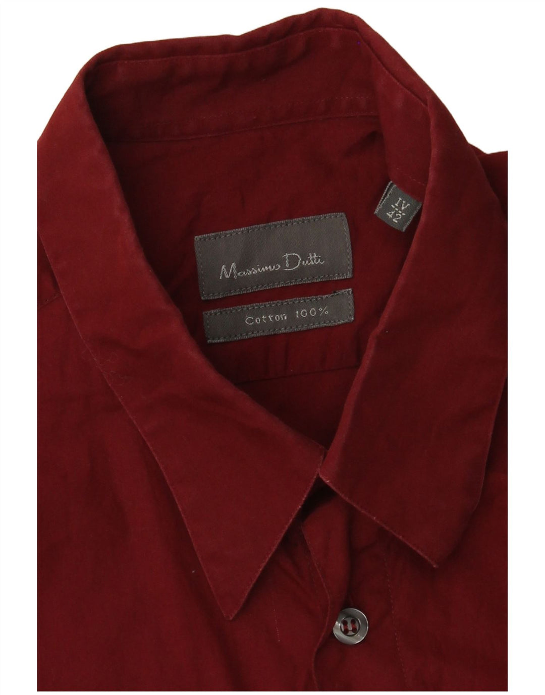 Massimo Dutti Herrenhemd, Größe 42, große burgunderrote Baumwolle
