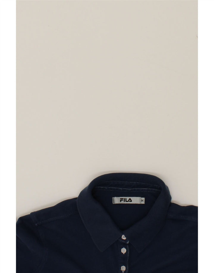FILA Womens Polo Shirt UK 12 Medium Navy Blue Cotton Vintage Fila and Second-Hand Fila from Messina Hembry 