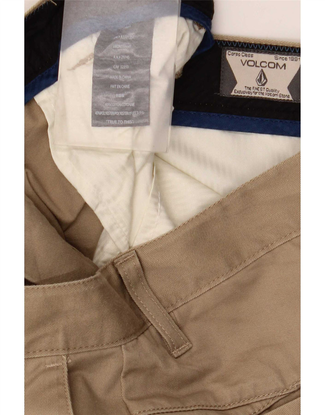 Volcom Herren Slim Chinohose W36 L34 Beige Baumwolle