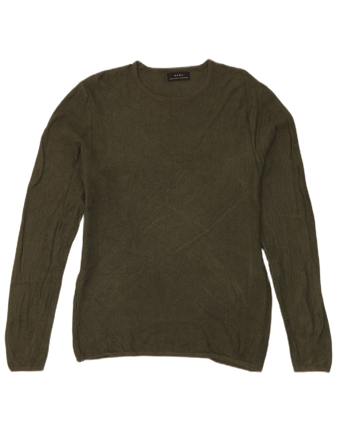 Zara Herren-Pullover mit Rundhalsausschnitt, Mittelgrün
