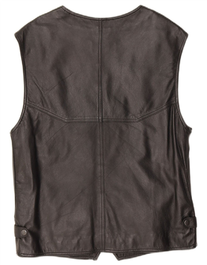 Vintage Herren Lederweste IT 48 Small Schwarz