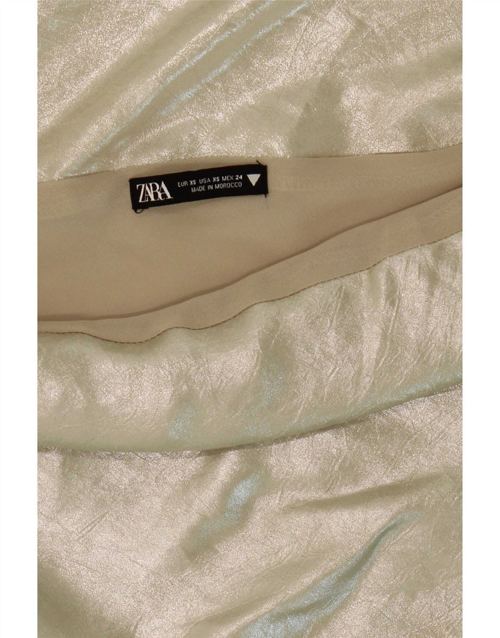 Zara Damen Neckholder-Kleid UK 6 XS Silber Polyester