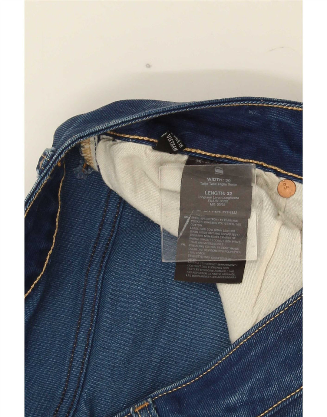 G-Star Herren 3301 Slim Jeans W30 L32 Blaue Baumwolle