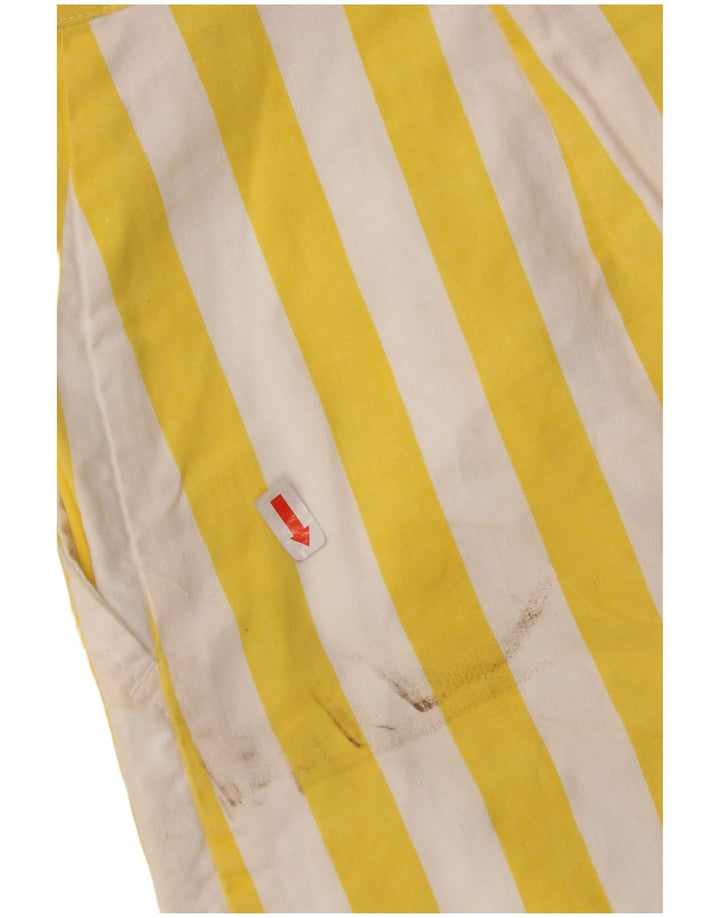 VINTAGE Damen Chinoshorts mit weitem Bein EU 42 Groß W30 Gelb gestreift